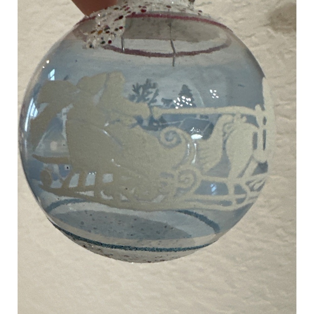 Christopher Radko Winter Sleigh Stencil Glass Shiny Brite Christmas Ornament